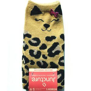 Kitty Cat Animal Print Socks with Glitter Bow